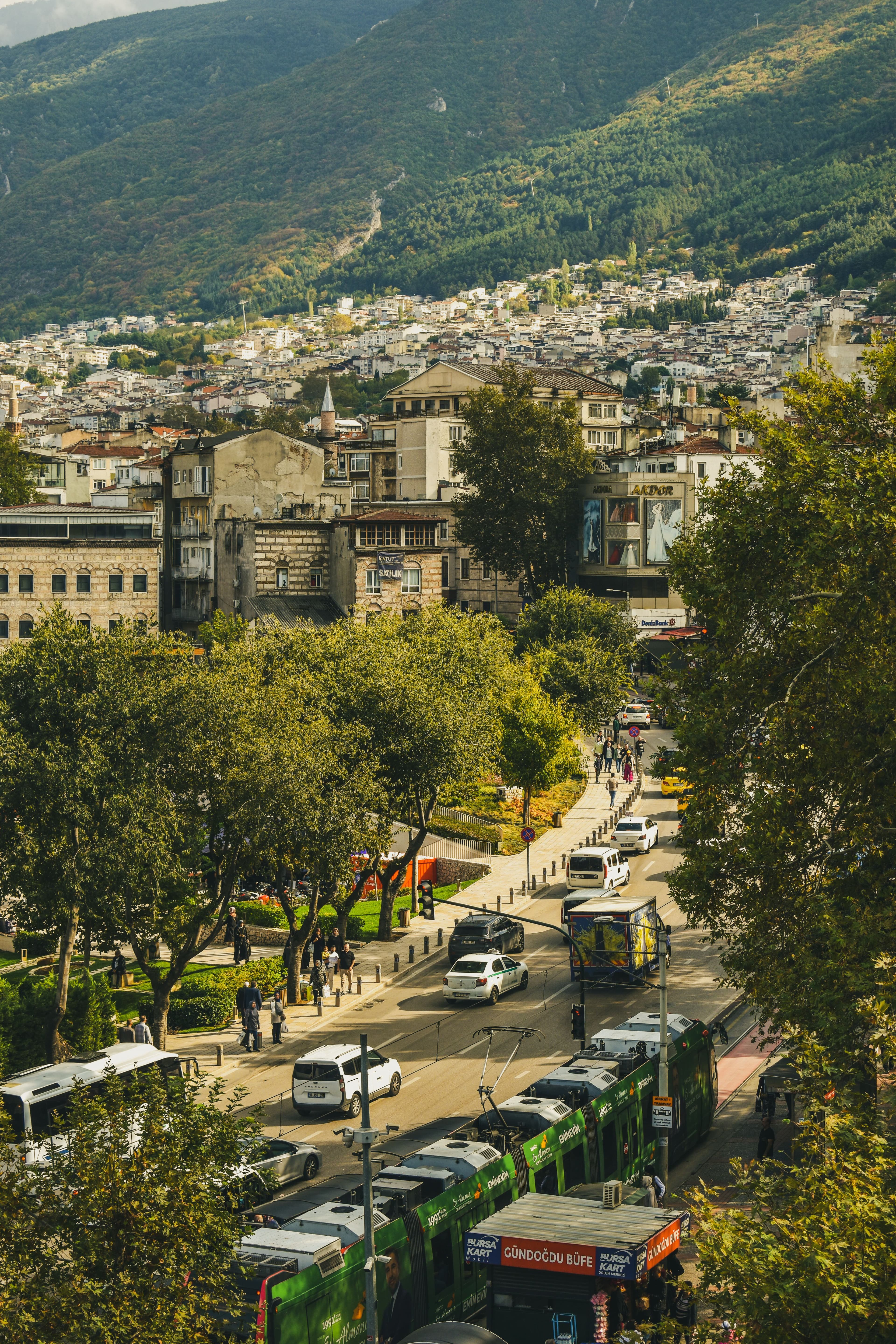 Bursa city centre and the landscape around the town